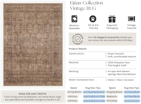 HUGEAR Classic Brown 4x6 Neutral Area Rugs - Image 3