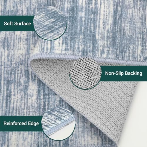KOZYFLY Abstract Entryway Rug 2x3 Washable Door Mat Indoor Dusty Blue - Image 4