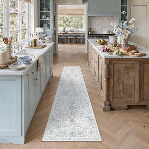 PureCozy Blue 2x8 Washable Runner Rug - Image 2