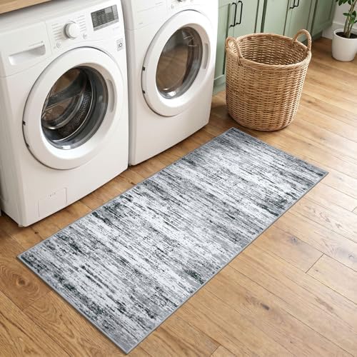 Lansny Modern Abstract Washable 2x5 Runner Rug Non Slip Kitchen Rugs - Image 4