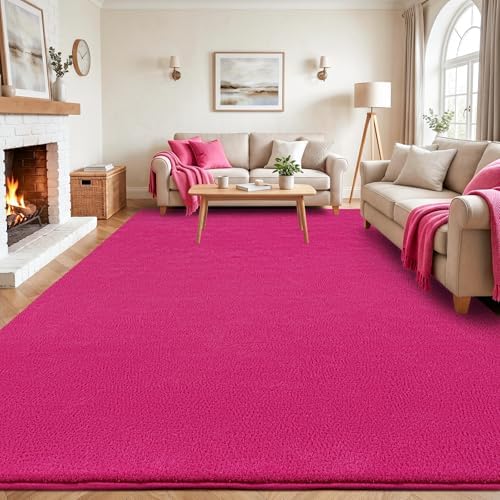 Hot Pink Non-Slip Rug Thick Memory Foam Rugs Upgrade Non-Shedding Rug8x10Ft - Image 4