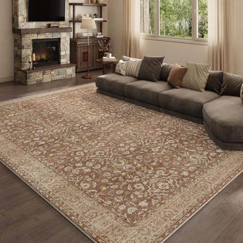 9x12 Reddish Brown Washable Area Rug by Unknown