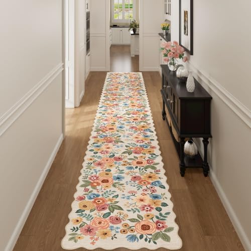 DUKINO 2x14 Hallway Runner Rug, Floral Washable Kitchen Rug - Image 5