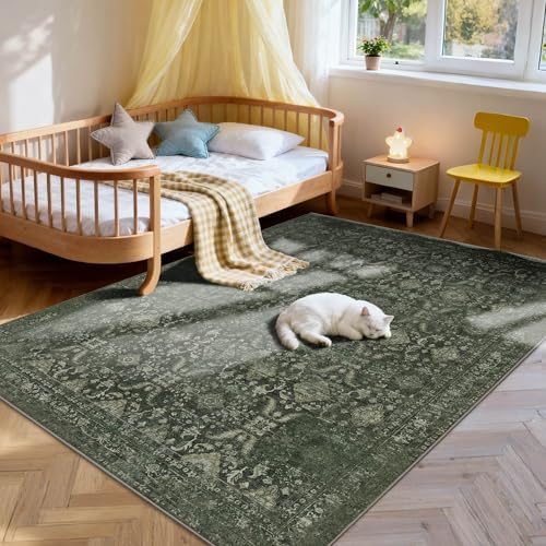 Rugxara Green 4x6 Area Rug Washable Rug - Image 2