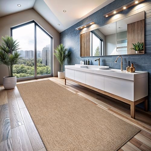 CAMILSON Indoor and Outdoor Runner Rug Natural Solid Boho Woven Design - Image 5