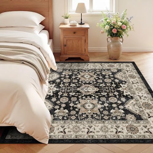 Black Washable Square 5x5 Rug: Ultra Soft Living Room Area Rug Under Sofa - Image 2