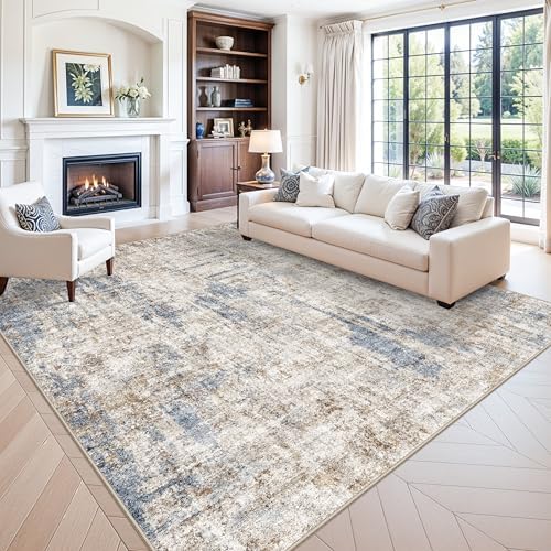 10x10 ft Square Living Room Rug – Washable Modern Abstract Area Rug by ZHXXUJ
