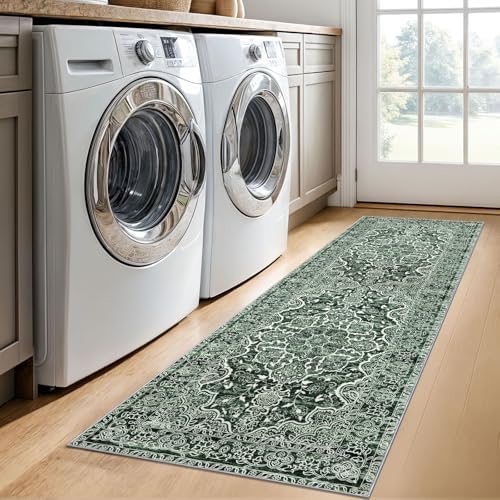 KUTA Runners for Hallways 2x6 Dark Green Vintage Washable Kitchen Rug - Image 5