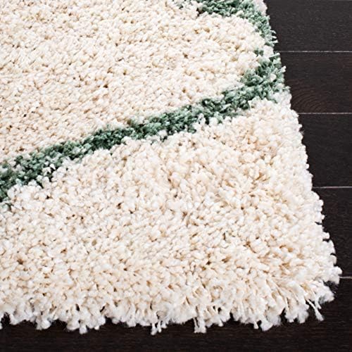 SAFAVIEH Hudson Shag Rug 5'3"x7'6", Soft Plush Modern Ivory & Green SGH280H - Image 4
