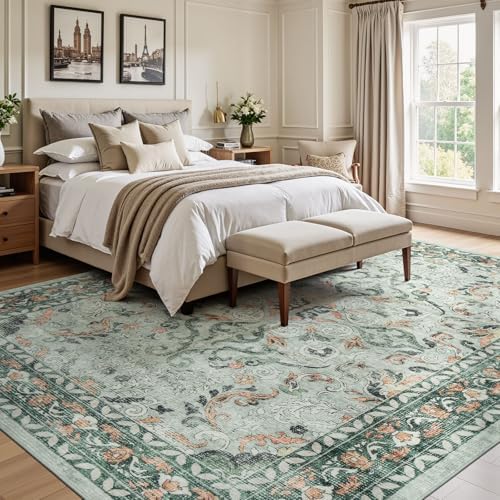 6x9 Area Rugs for Living Room Bedroom, Washable Non-Slip Rug, Sage Green - Image 3