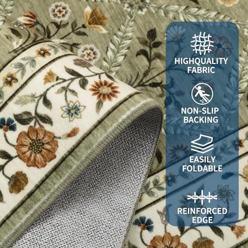 GarveeHome Washable Kitchen Runner 2x6 Non-Slip Floral Carpet Runner - Image 3