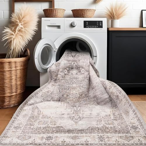 5x5 Area Rug Washable Living Room Rugs: 5ft Square Ultra Thin Soft Oriental - Image 6