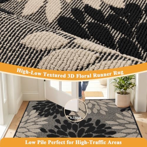 HEBE Washable Hallway Runner Rug 2x6, High-Low Textured Kitchen Rug Runner - Image 3