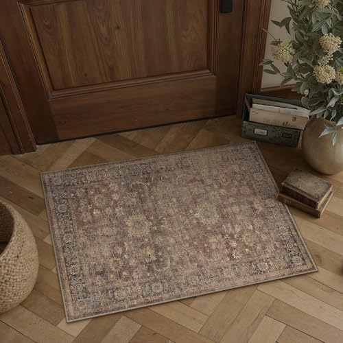 HUGEAR Brick Red Area Rugs 2x3 Entryway Washable Rug Carpet by HUGEAR