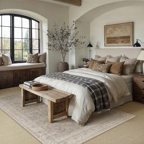HUGEAR 6x9 Beige Vintage Distressed Washable Area Rug - Image 3