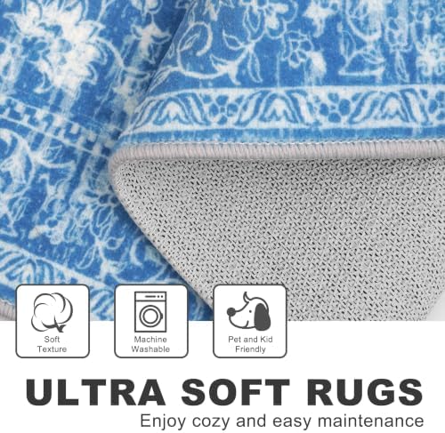 KILOCOCO Hallway Runner 2x6 Washable Runner Rug Kitchen Rug, Denim Blue - Image 3