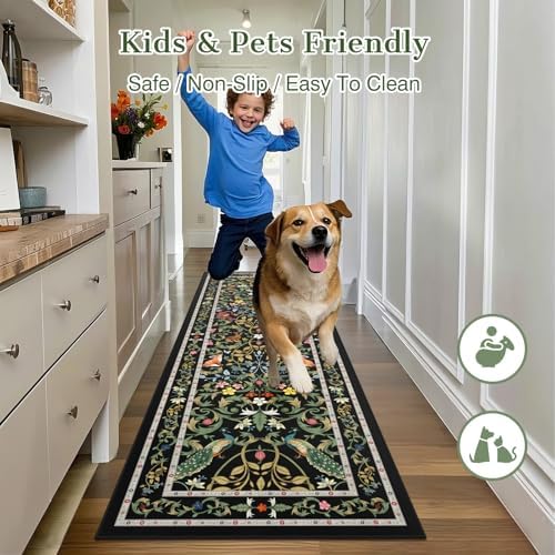 nesrt Jungle Runner Rug for Hallway 2x6Ft, Botanical Washable Soft Boho Kitchen - Image 6