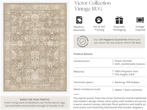 HUGEAR Area Rugs 3x5 Beige Vintage Rug - Image 3