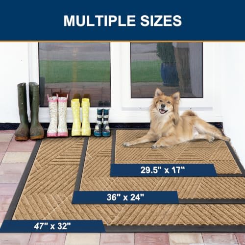Smiry Front Door Mat Outside Entrance, Low Profile Rubber Doormat - Image 2