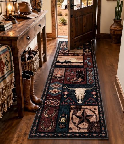 YIHOUSE Washable Western Cowboy Hallway Runner Rug 2x6 by YIHOUSE