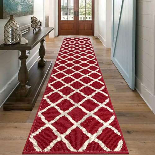 SHACOS Red Runner Rug 2x8 ft Washable Non Slip Low Pile Entryway Rug Runner - Image 3