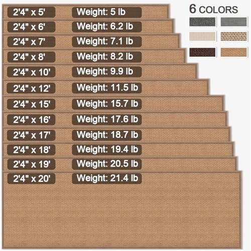 15ft Natural Jute Hallway Runner Rug Non Slip Washable, Rubber Backed Long - Image 4