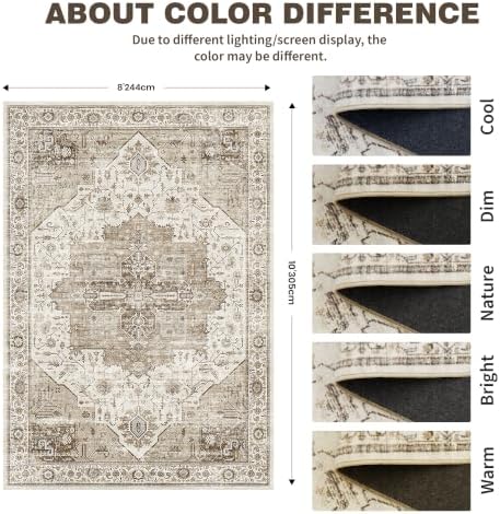 Washable 8x10 Area Rugs, Non Slip Living Room Rug Brown - Image 2