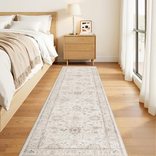 Madane Rug Runner for Hallway 2.5x8, Washable Kitchen Runner Rug Brown/Ivory - Image 3