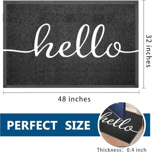 EARTHALL Funny Hello Mats Outside/Inside 48"x32", Front Door Mat Outdoor - Image 2
