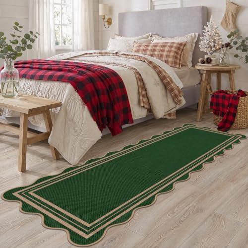Scalloped 2x6 Christmas Runner Rug, Washable Rugs - Image 7