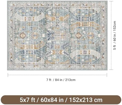befbee Washable 5x7 Area Rug Non Slip Stain Resistant Rug - Image 2