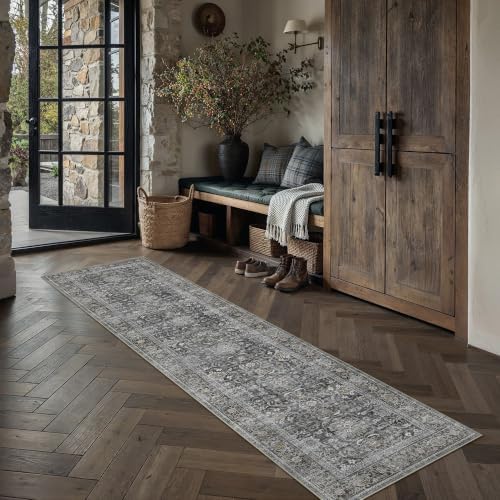 HUGEAR Black Washable 2x8 Runner Rugs by HUGEAR
