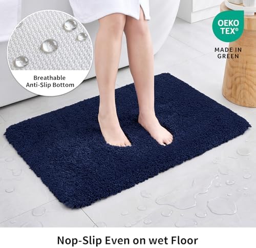 Disolla Navy Blue Bathroom Rugs 17x24, Non-Slip Plush Small Bath Mat - Image 3