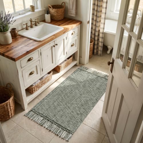 Collive Boho Sage Green Kitchen Runner Rug - Image 3