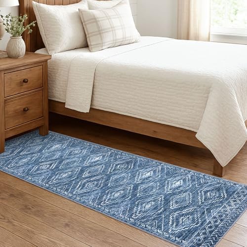 KILOCOCO Washable Runner Rug 2x7 ft Hallway Runners, Stonewashed Blue - Image 3