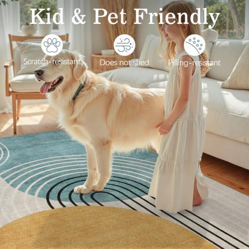 DCX Abstract Washable 10x14 Rug, Non Slip Low Pile Rug - Image 6