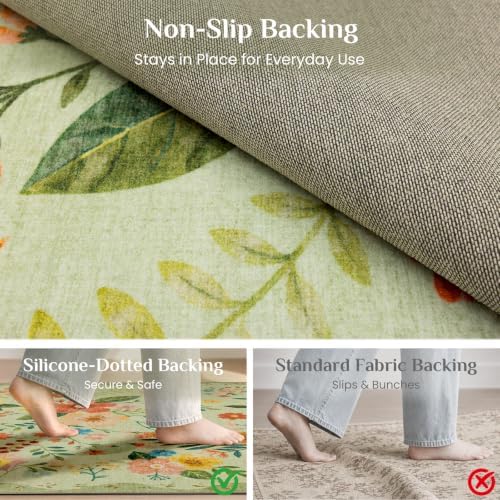 JOLLYVOGUE Floral Runner Rug 2x8, Washable Rug - Image 4