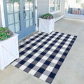 KILOCOCO Buffalo Plaid Checkered Rug 4x6 ft Blue and White Front Door Rug by Kilococo