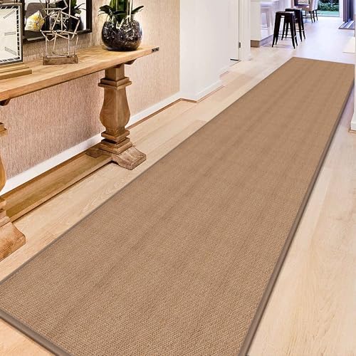 15ft Natural Jute Hallway Runner Rug Non Slip Washable, Rubber Backed Long - Image 2