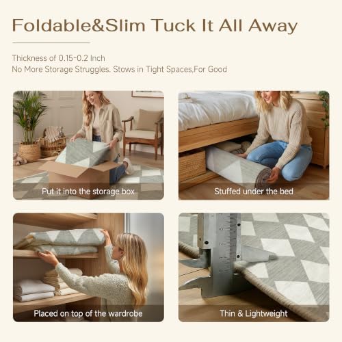 PureCozy Grey 2x6 Washable Runner Rug Kitchen Non Slip Checkered Carpet - Image 6