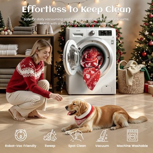 Christmas Runner Rug 2x6 Red Washable Rugs - Image 7