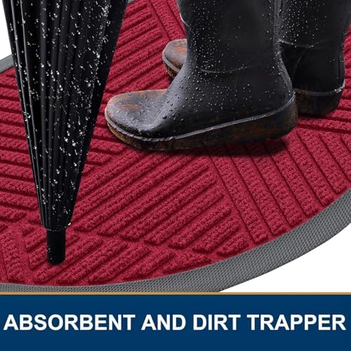 Smiry Half Circle Front Door Mat Outside Entrance, Rubber Doormat - Image 3