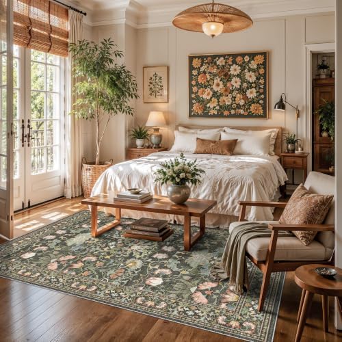 Washable 5x8 Living Room Area Rug: Vintage Water-Resistant Soft Rug - Image 4