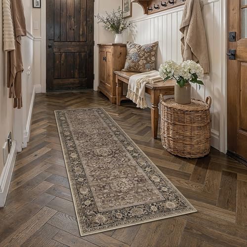 HUGEAR Brown Washable 2x5 Runner Rugs by HUGEAR