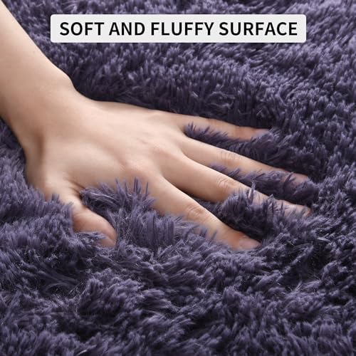 Tepook 6x9 Area Rugs for Living Room, Fluffy Gray Purple Rug for Bedroom - Image 6