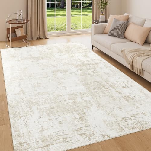 DUKINO 5x7 Area Rug for Living Room Soft Washable Abstract Rug, Camel Beige by DUKINO