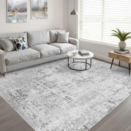 LOONGRUG 7x9 Area Rug Washable Neutral Modern Living Room Rug Light Gray - Image 6