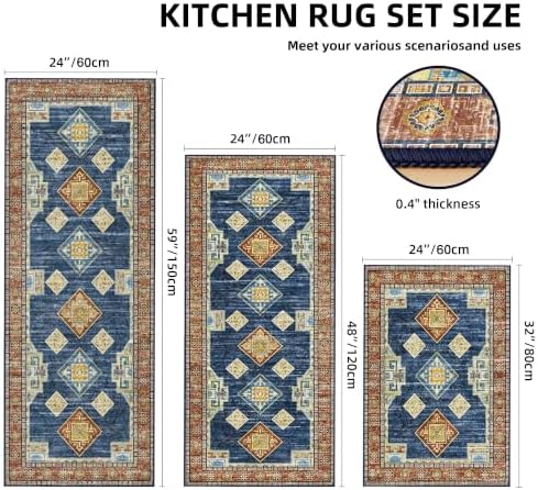 Kitchen Rugs Sets of 3 100% Non Slip Washable Kitchen Mats - Image 2