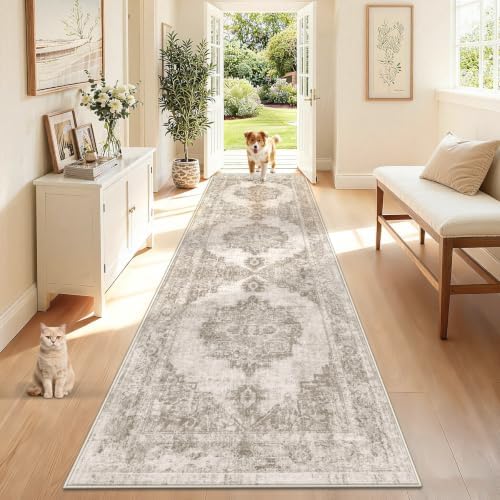 Runner Rug 2x8 Washable Rugs: Vintage Hallway Kitchen Runner Non Slip Low Pile by AOYAOMI