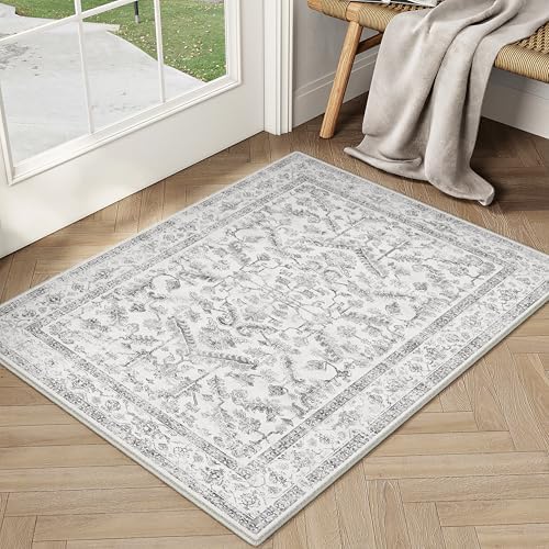 PureCozy Gray Entryway Area Rug 2x3 Vintage Neutral by PureCozy
